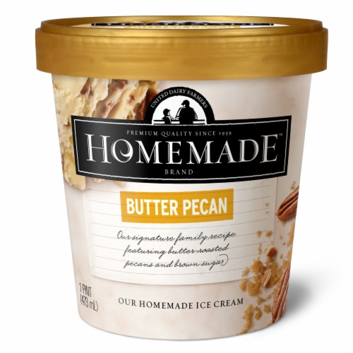 Homemade Brand Butter Pecan Ice Cream Tub Perspective: front