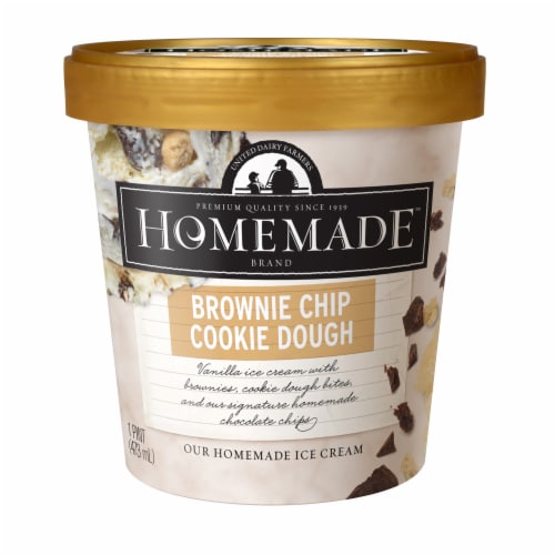 Homemade Brand Brownie Chip Cookie Dough Ice Cream Perspective: front