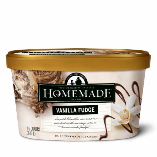 Homemade Brand Vanilla Fudge Ice Cream Perspective: front