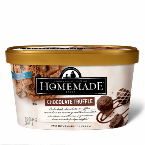Homemade Brand Chocolate Truffle Ice Cream Tub Perspective: front