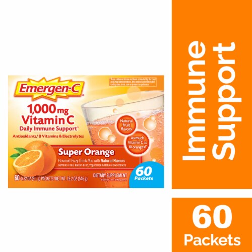 Emergen-C 1000mg Vitamin C Super Orange Immune Support Powder Perspective: front