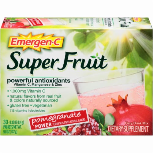 Emergen-C Super Fruit Pomegranate Power 30 Count Perspective: front