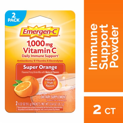 Emergen-C 1000mg Vitamin C Super Immune Support Orange Powder Perspective: front