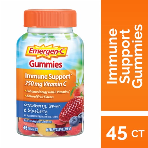 Emergen-C Adult Vitamin Immune Support Strawberry Lemon Blueberry Gummies Perspective: front
