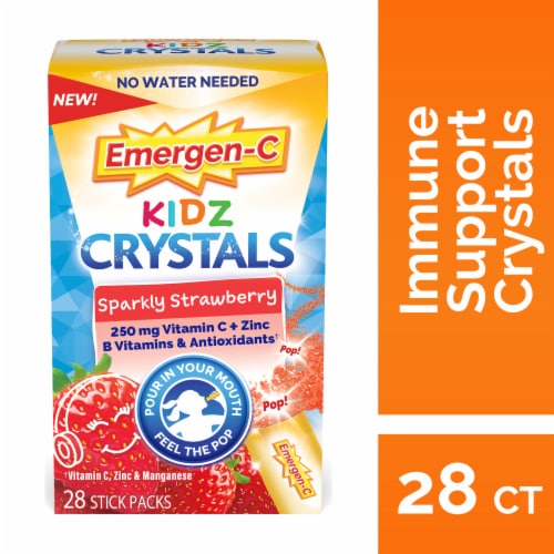 Emergen-C Kids Crystals On-the-Go Immune Support Sparkly Strawberry Supplement Perspective: front