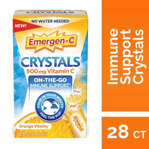 Emergen-C Orange On the Go Immune Support Supplement Vitality Crystals Perspective: front