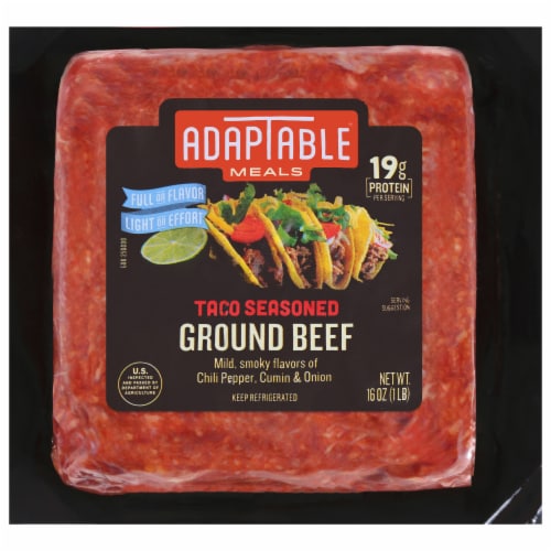 Adaptable Meals Taco Seasoned Ground Beef Perspective: front