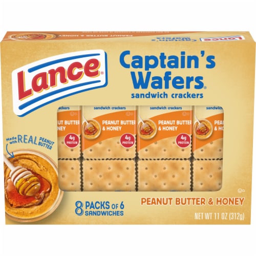 Lance® Captain's Wafers® Peanut Butter Honey Sandwich Crackers Perspective: front