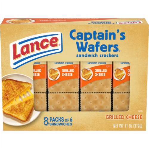 Lance Sandwich Crackers Captain's Wafer Grilled Cheese 8 Individual Packs Perspective: front