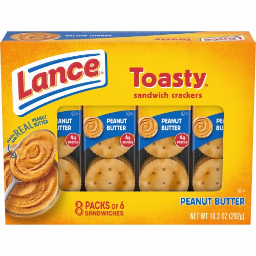 Lance Sandwich Crackers Toasty Peanut Butter 8 Individually Wrapped Packs Perspective: front