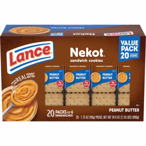 Lance® Nekot Real Peanut Butter Sandwich Cookies Perspective: front