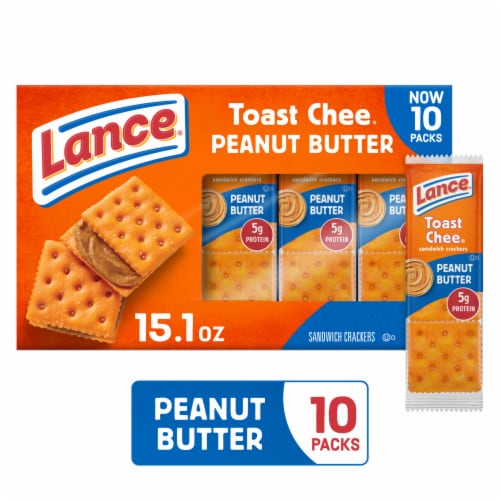 Lance Sandwich Crackers ToastChee Peanut Butter 10 Individual Packs Perspective: front