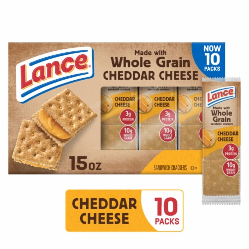 Lance Sandwich Crackers Made With Whole Grain Crackers Cheddar Cheese 10 Packs Perspective: front