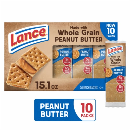 Lance Sandwich Crackers Made With Whole Grain Crackers Peanut Butter Perspective: front