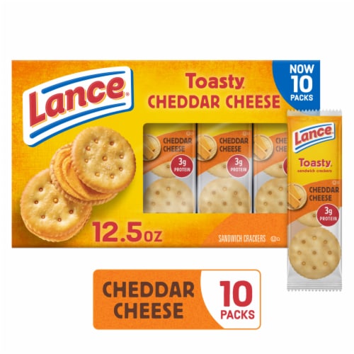 Lance Sandwich Crackers Toasty Cheddar 10 Individually Wrapped Packs Perspective: front