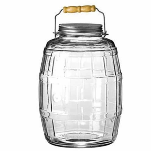 Anchor Hocking Barrel Jar with Brushed Aluminum Lid - Clear/Silver Perspective: front