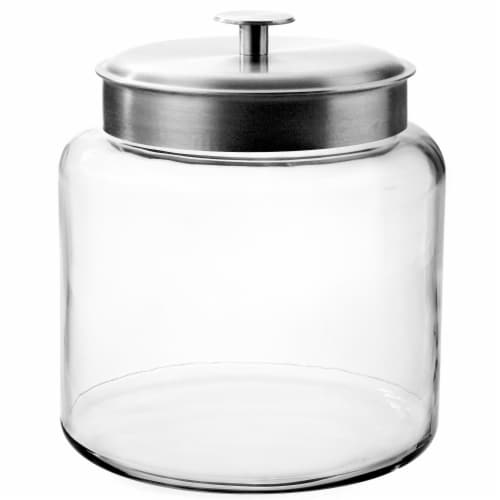Anchor Hocking Montana Jar with Aluminum Cover - Clear Perspective: front