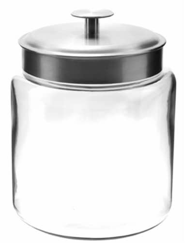 Anchor Clear Glass Cracker Jar with Brushed Aluminum Lid, 1 gal