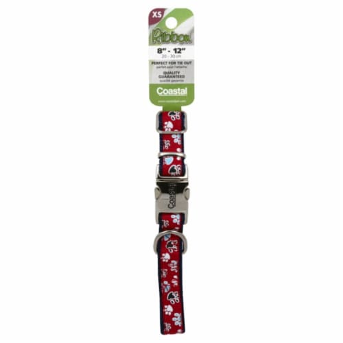 Coastal® Pet Products X-Small Red with Paw Prints Dog Collar Perspective: front