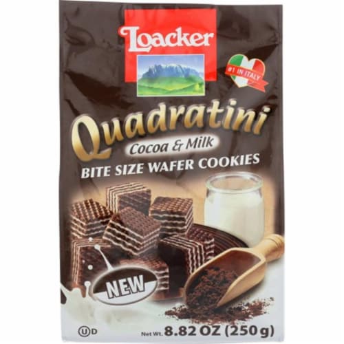 Loacker 287157 8.82 oz Quadratini Cocoa & Milk, Pack of 8 Perspective: front
