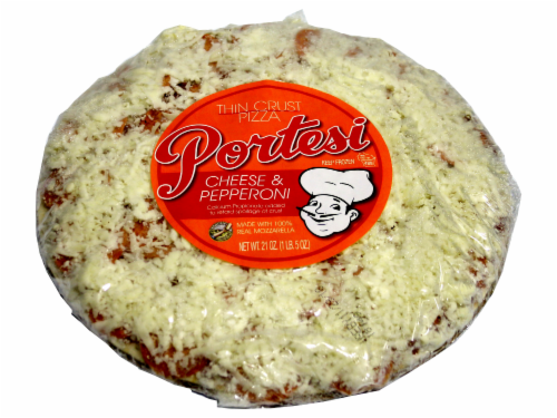 Portesi Cheese & Pepperoni Thin Crust Pizza Perspective: front