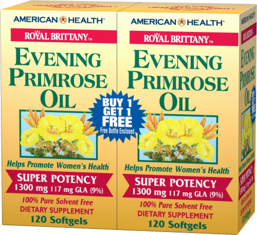 American Health Royal Brittany Evening Primrose Oil Softgels 1300mg Perspective: front