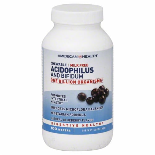 American Health Blueberry Acidophilus Chewables Perspective: front