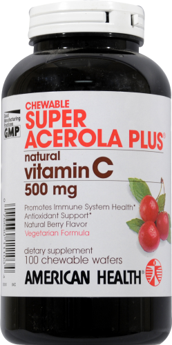 American Health Super Acerola Plus Chewable Wafers Perspective: front