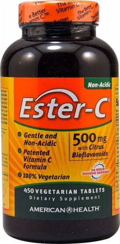 American Health Ester-C with Citrus Bioflavonoids Tablets 500 mg Perspective: front
