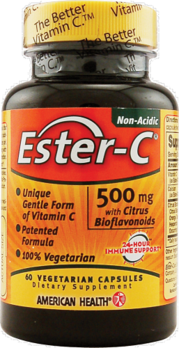American Health Ester-C 500 mg with Citrus Bioflavonoids Vegetarian Supplement Perspective: front