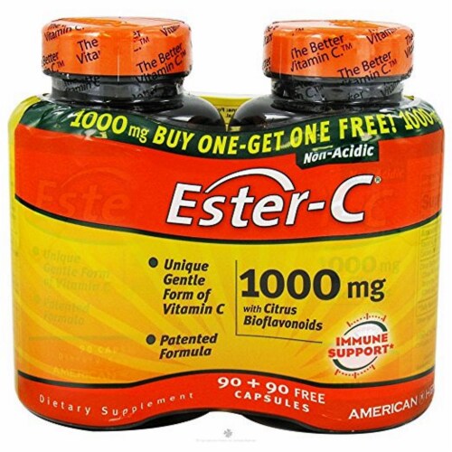 American Health 1000 Mg Ester C With Citrus Bioflavonoids, 90 + 90 Capsules Perspective: front