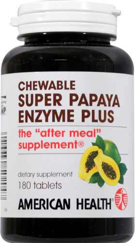 American Health Super Papaya Enzyme Plus Chewable Tablets Perspective: front