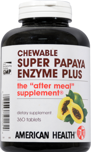 American Health Super Papaya Enzyme Plus Chewable Tablets Perspective: front
