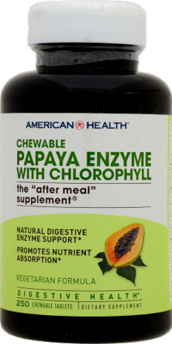 American Health Chewable Papaya Enzyme with Chlorophyll Digestive Health Formula Perspective: front