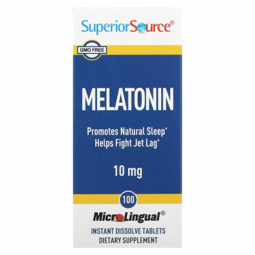 Superior Source Melatonin Dissolving Tablets 10mg Perspective: front