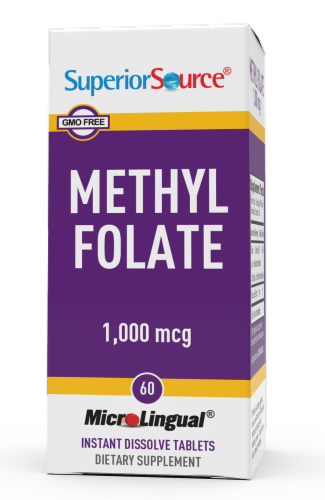 Superior Source Methylfolate Instant Dissolve Tablets 1000mcg Perspective: front