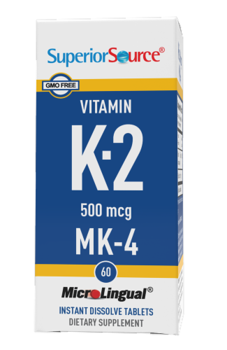 Superior Source Vitamin K2 Tablets 500mcg 60 Count Perspective: front