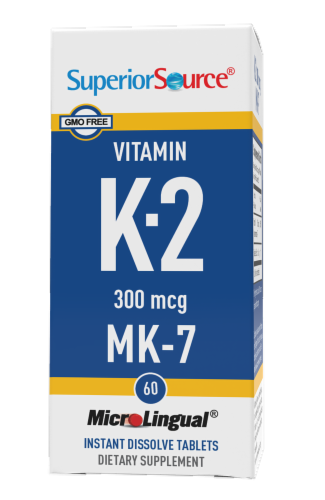 Superior Source Vitamin K-2 MK-7 Instant Dissolve Tablets 300mcg Perspective: front