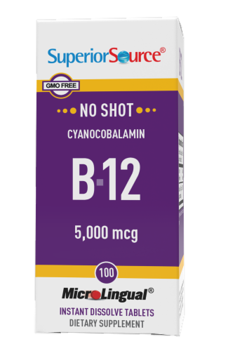 Superior Source No Shot B-12 Tablets 5000mcg Perspective: front