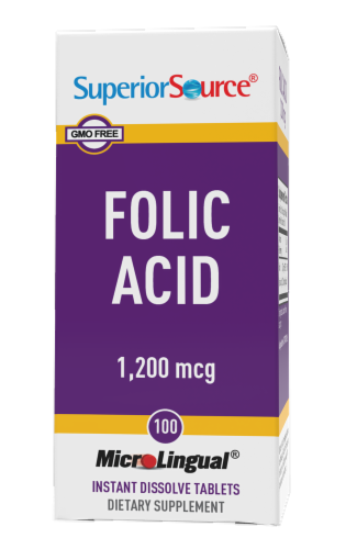 Superior Source Folic Acid Dissolving Tablets 1200mg Perspective: front