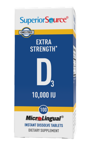 Superior Source Extra Strength Vitamin D3 Instant Dissolve Tablets 10000 IU Perspective: front
