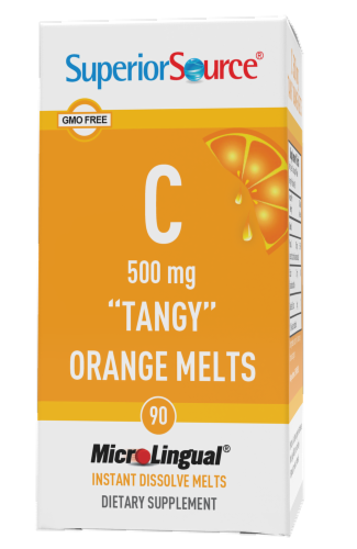 Superior Source Tangy Orange Vitamin C Melts 500mg 90 Count Perspective: front