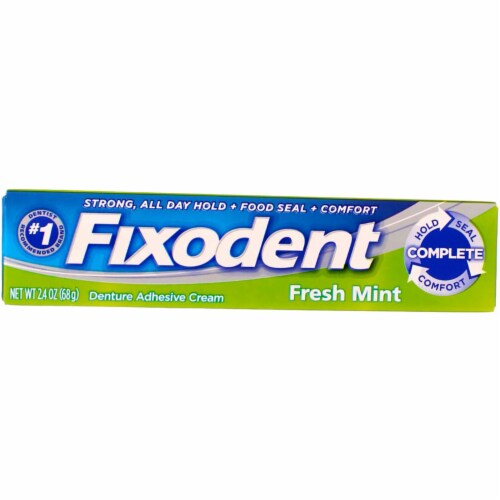 Fixodent Fresh Mint Denture Adhesive Cream Perspective: front