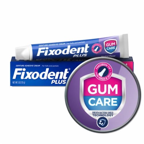 Fixodent Plus Gum Care Secure Denture Adhesive 2.0oz Perspective: front