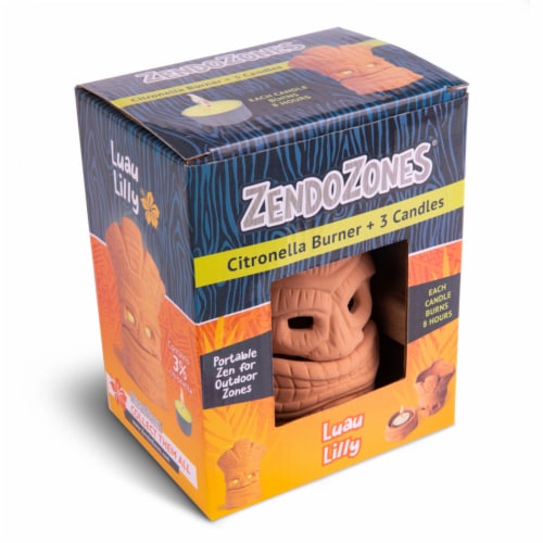 JT Eaton 7797699 Zendo Zones Luau Lilly Candle for Mosquitoes - Case of 6 Perspective: front