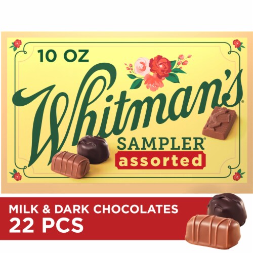 WHITMAN'S SAMPLER Assorted Milk & Dark Chocolate Gift Box, 10 oz Perspective: front