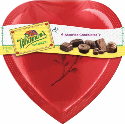 Whitman's Sampler Assorted Fine Chocolates Heart Box Perspective: front