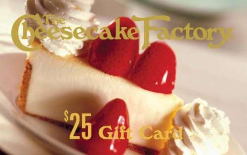 The Cheesecake Factory $25 Gift Card Perspective: front