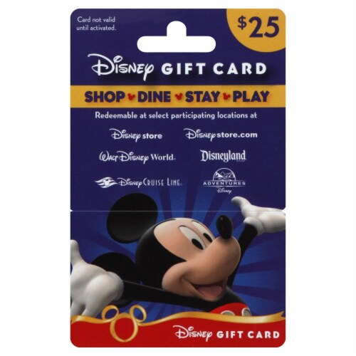 Disney $25 Gift Card Perspective: front
