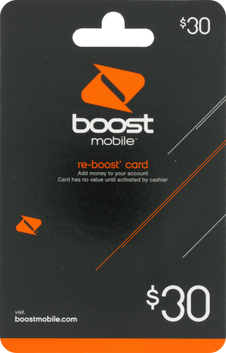 Boost Mobile $30 Gift Card Perspective: front